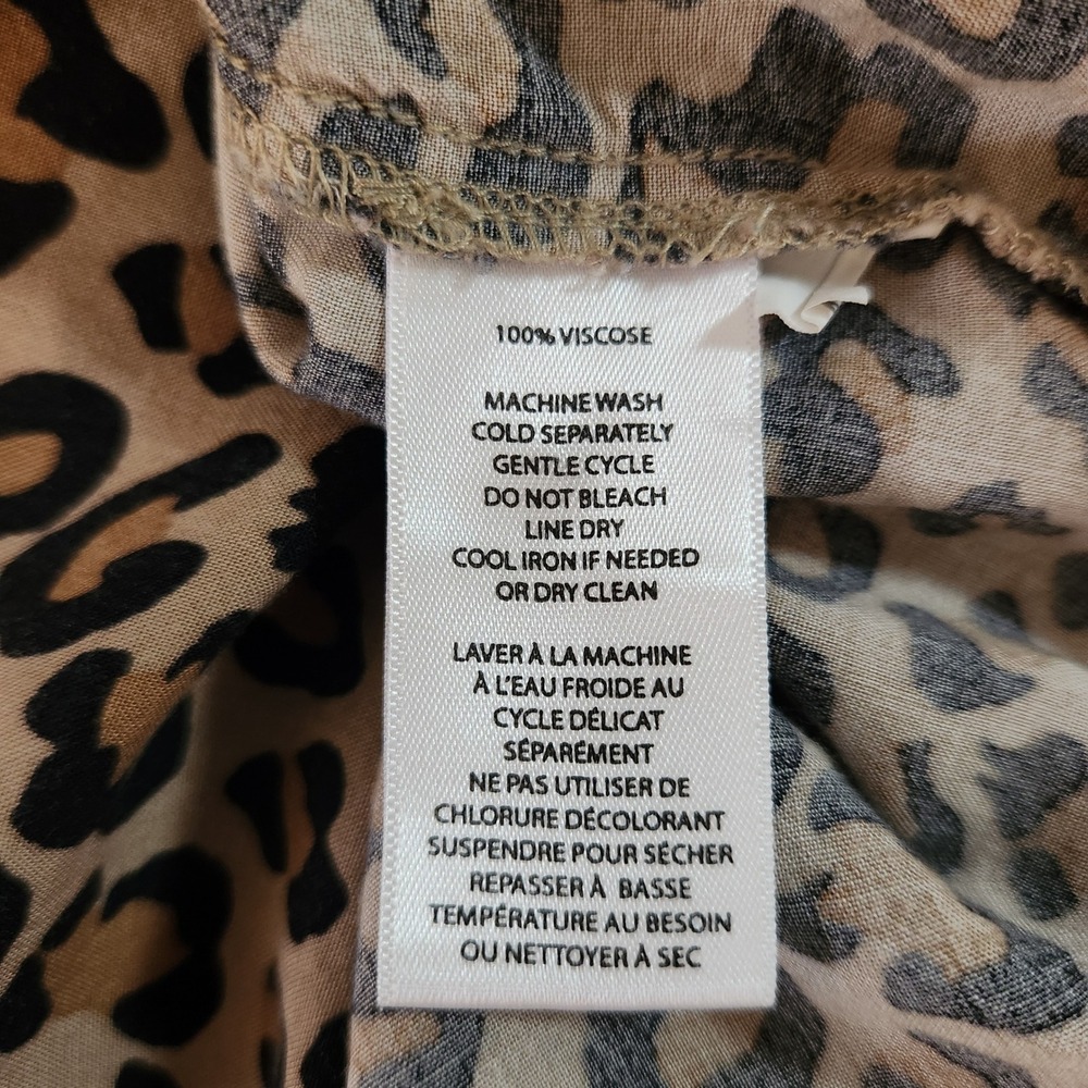Beach lunch lounge Leopard Print Sleeveless Tie Front Button Down Top XL Brown - Picture 8 of 8